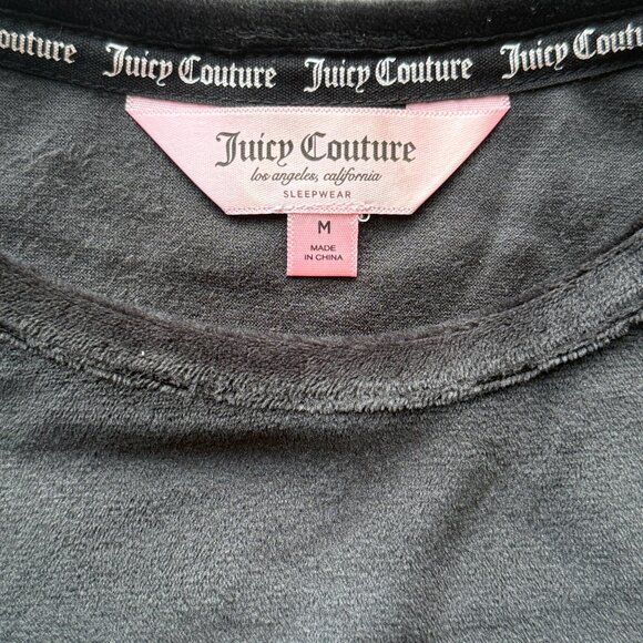 Juicy Couture Womens Black Soft Velour Sleepwear Top & Short Set 2pc Size Medium - Picture 3 of 8